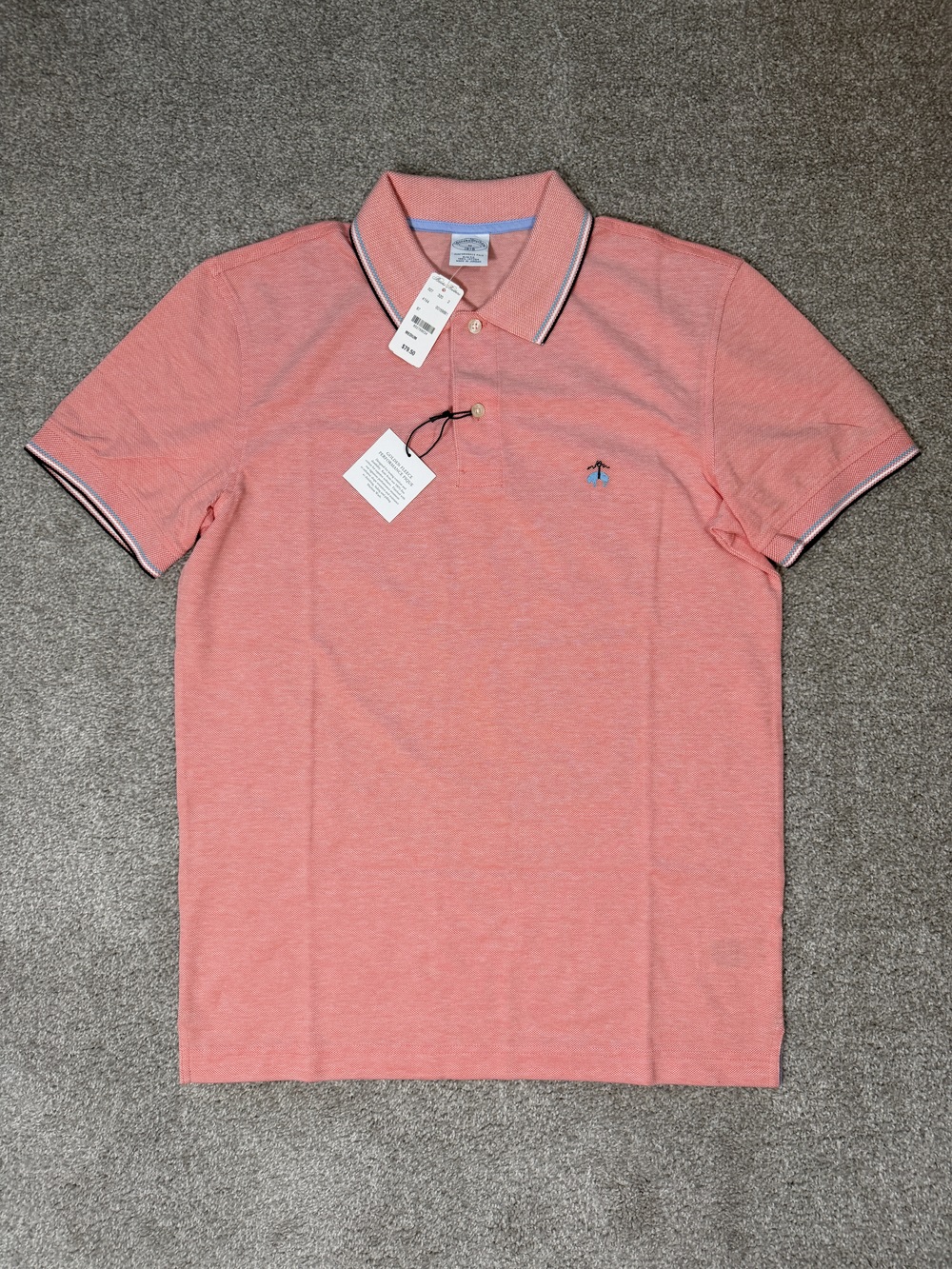 Brooks Brothers Performance Slim Polo - Coral Size Medium NWT